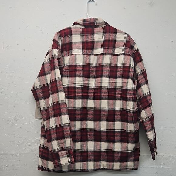 NWT Men's River Trail Zip Plaid Flannel Jacket  in Red and White Large MSRP $85. - Picture 5 of 6
